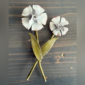 Vintage metal carnation brooch